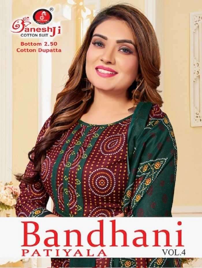 ganeshji bandhani patiyala vol 4 series 4001-4010 Heavy Indo Cotton suit