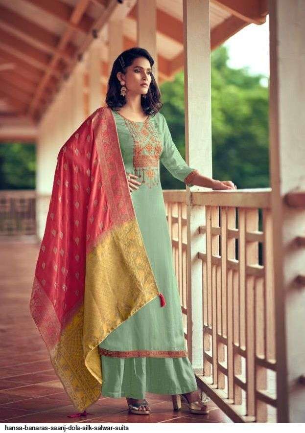 hansa saanj designer bsy dola silk suit 