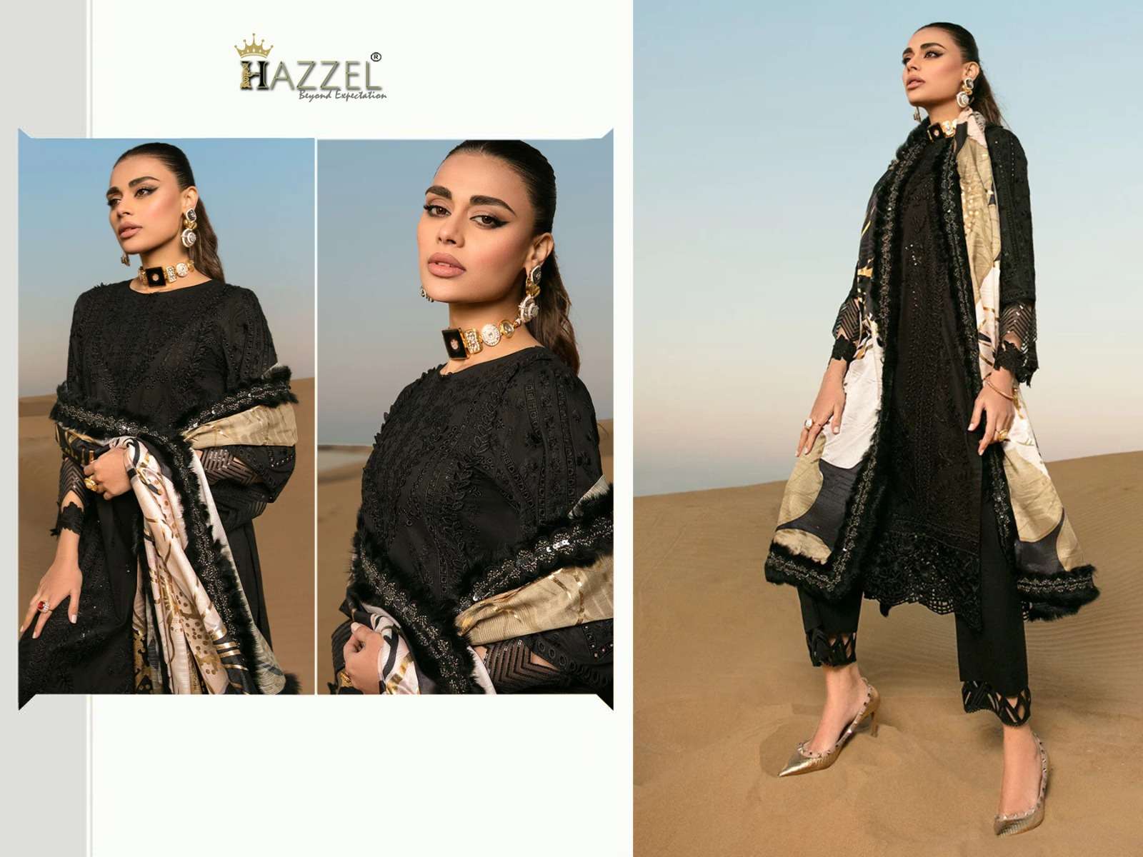 Hazzel 023 super hit black heavy rayon suit