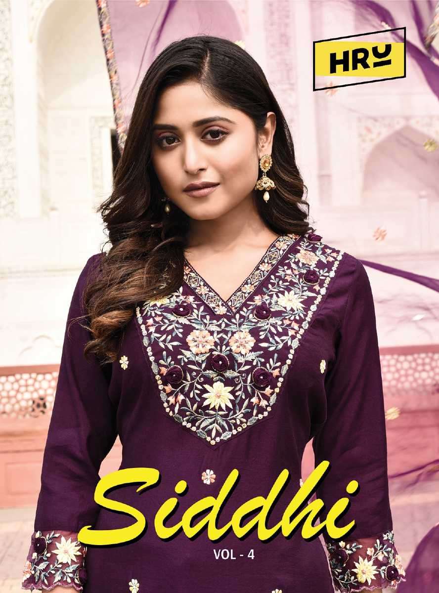 hru siddhi vol 4 Pure Chanderi Silk readymade suit 