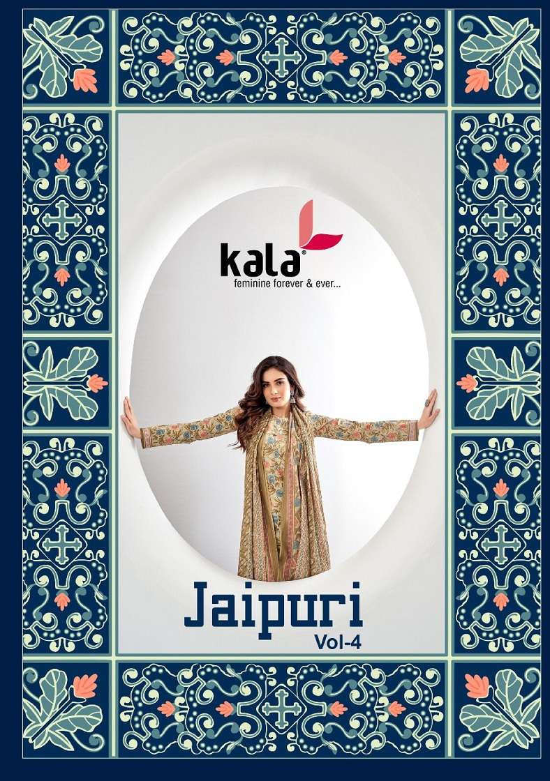 Kala Jaipuri Vol-4 series 5601-5612 Pure Cotton suit