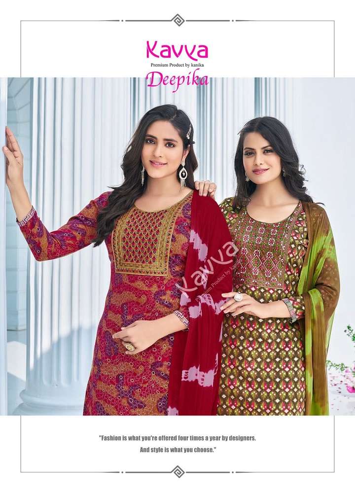 Kavya Deepika Vol-9 series 9001-9010 Heavy Rayon Cotton readymade suit