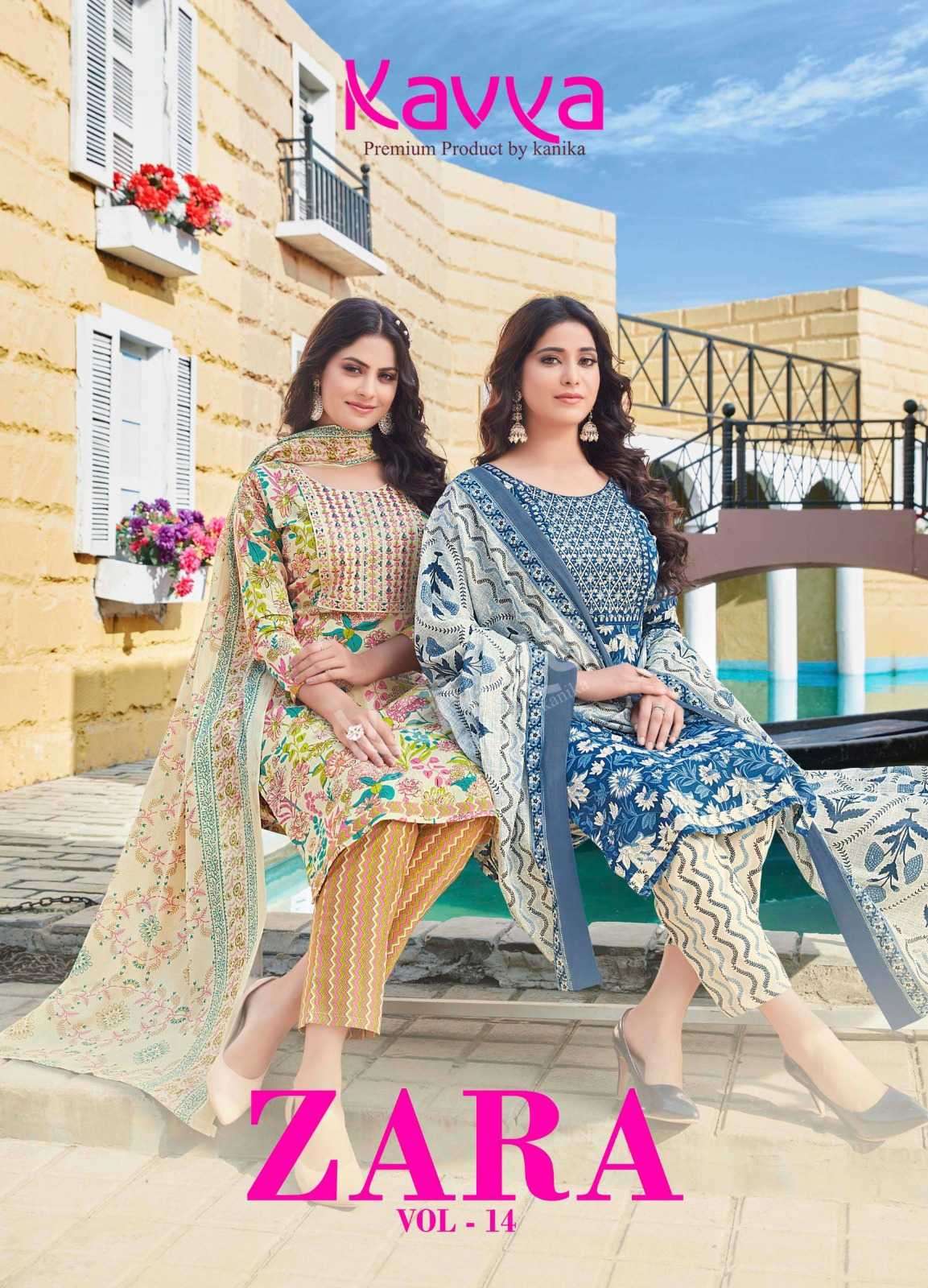 kavya zara vol 14 series 14001-14010 Pure cotton cambric readymade suit 
