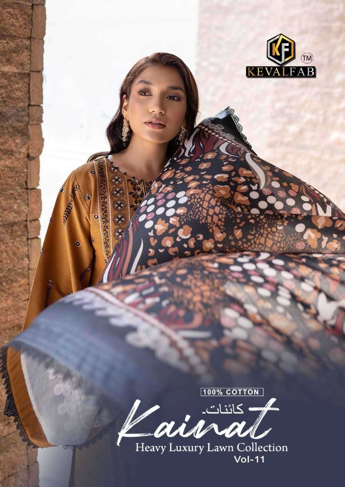 keval fab kainat luxury lawn collection vol 11 series 11001-11006 cotton suit 