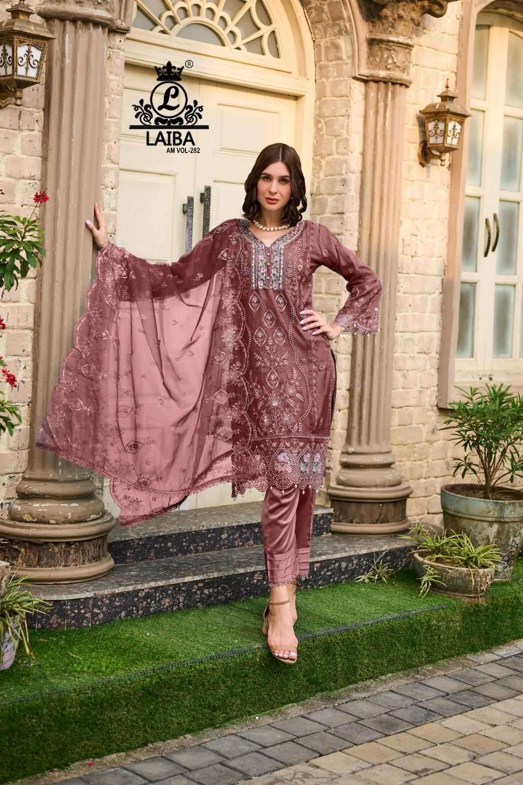 laiba 282 colour pure organza embroidery with handwork suit