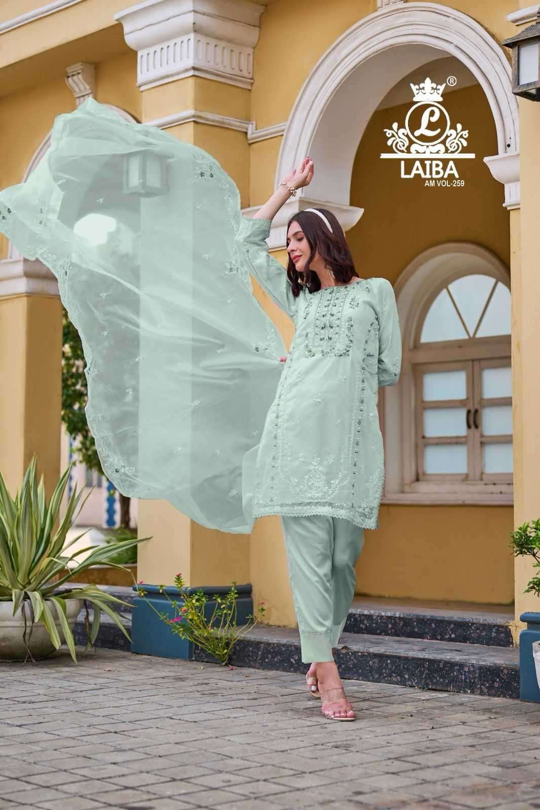 laiba am vol 259 Pure Organza with crepe inner suit