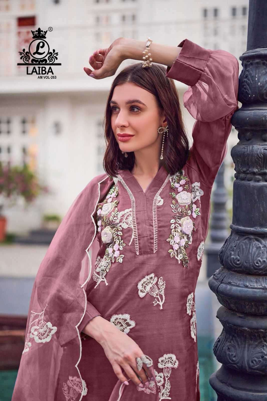 laiba am vol 263 Pure Organza with crepe inner suit