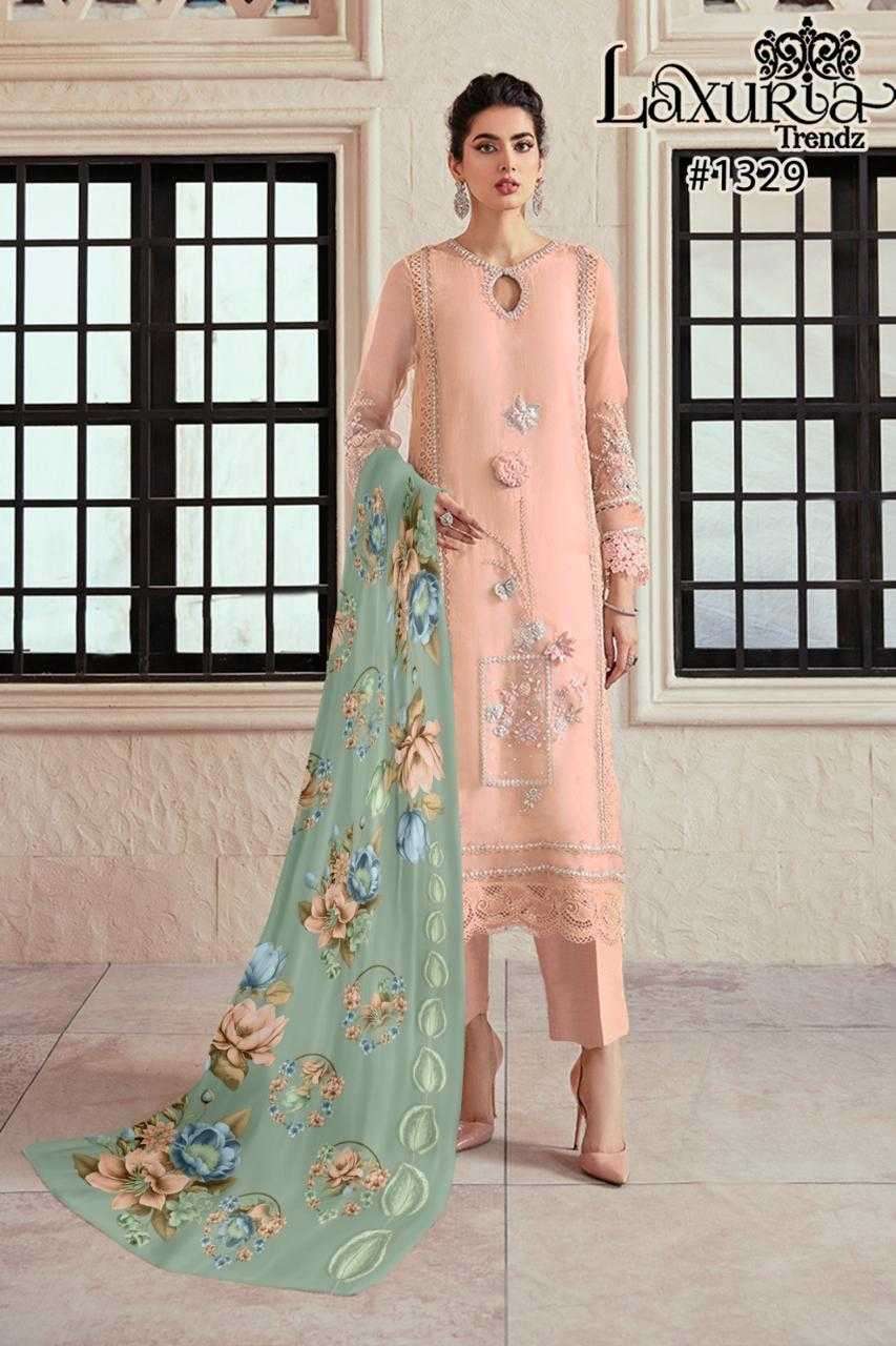 laxuria 1329 Fox Georgette stylish Tunic Heavy Embroidery suit