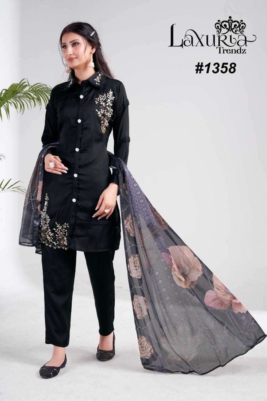 laxuria 1358 BSY Satin Tunic with Gorgeous Handwork 