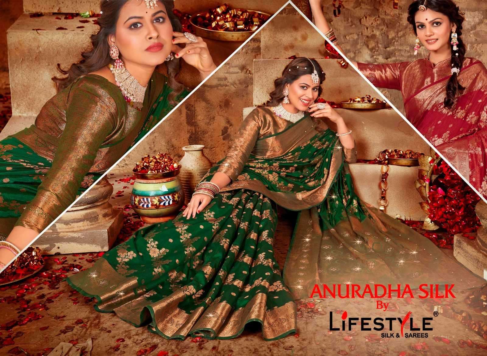 lifestyle anuradha vol 1 series 23901-23904 nylon raw silk saree