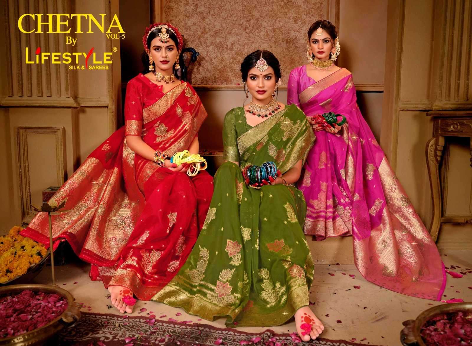 lifestyle chetna vol 5 series 26101-26104 silk saree