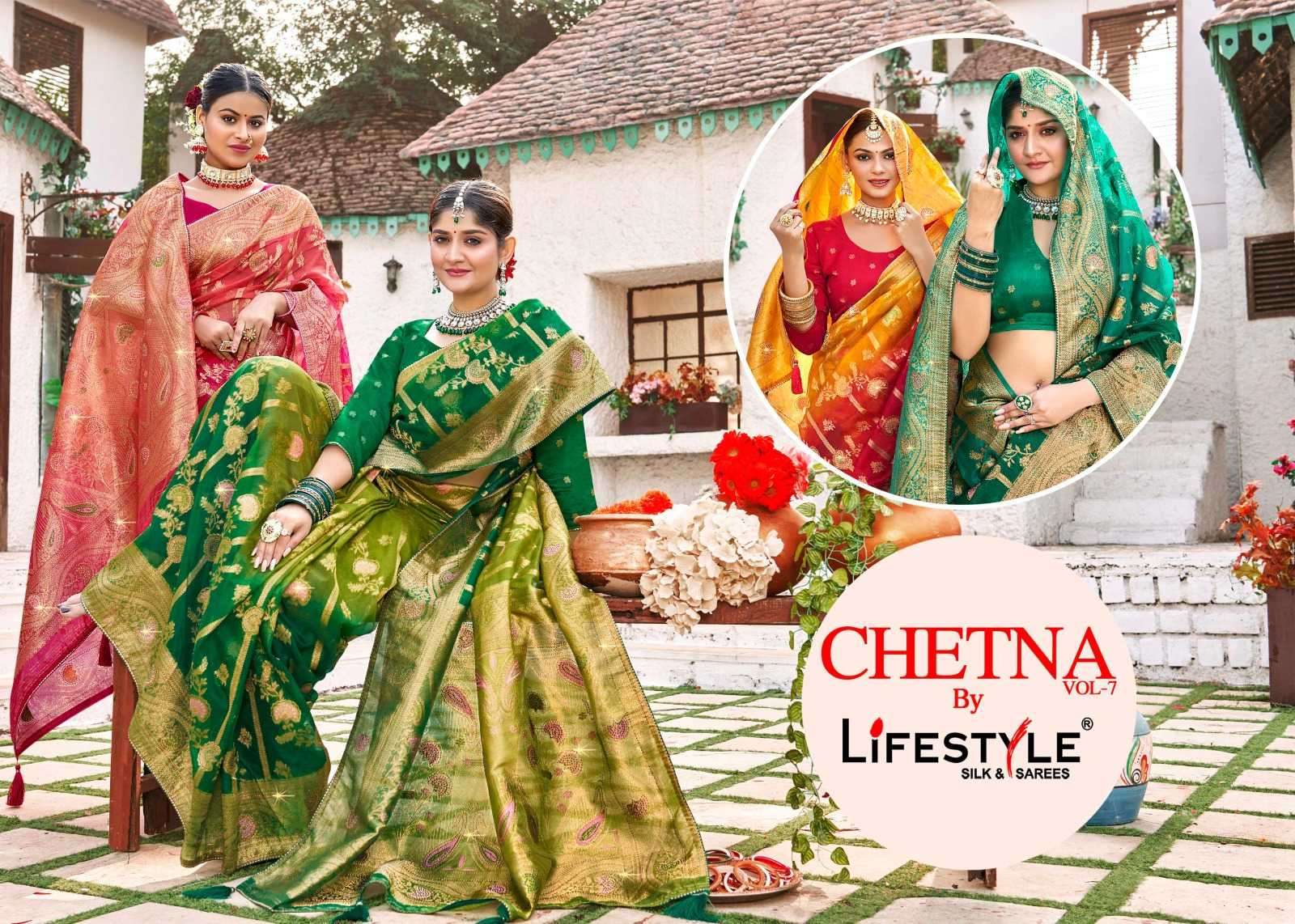 lifestyle chetna vol 7 series 24071-24074 silk saree
