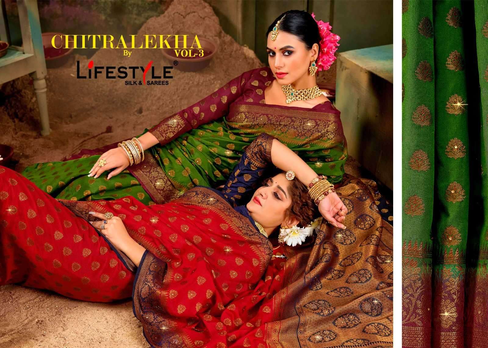 lifestyle chitralekha vol 3 series 24651-24654 silk saree