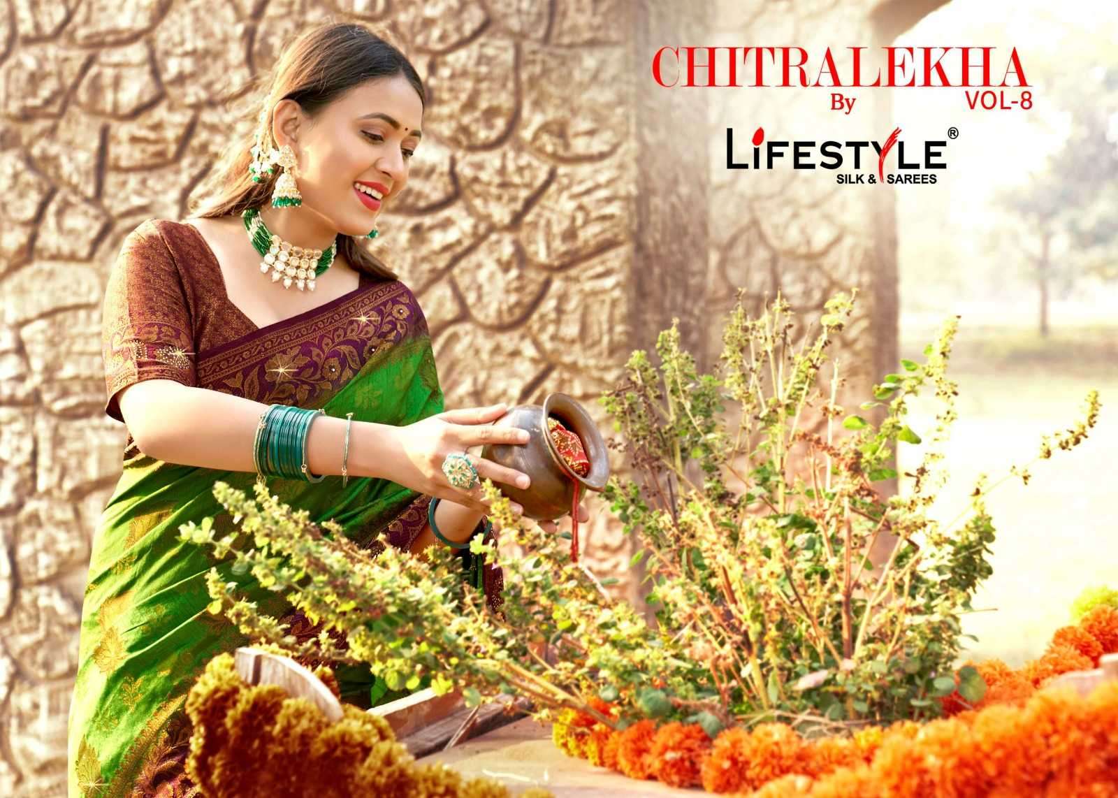 lifestyle chitralekha vol 8 series 24521-24524 fancy silk saree