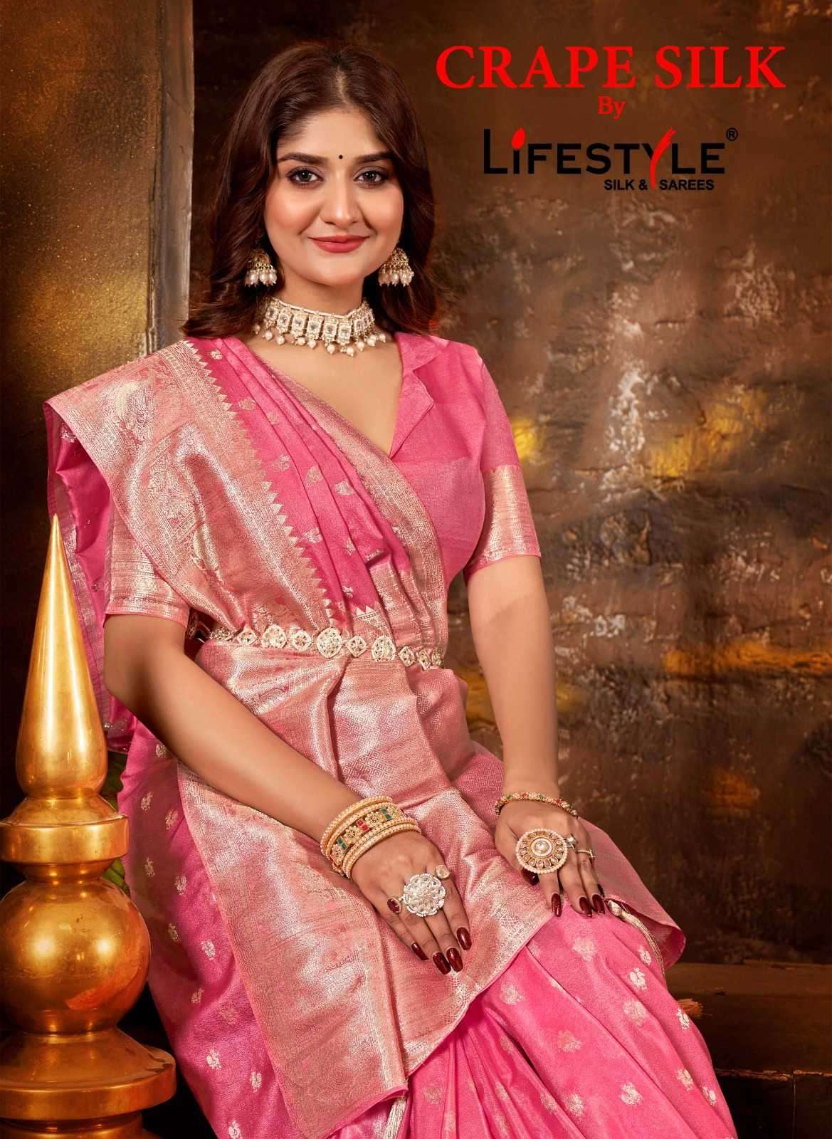 lifestyle crape silk vol 1 series 24031-24034 silk saree