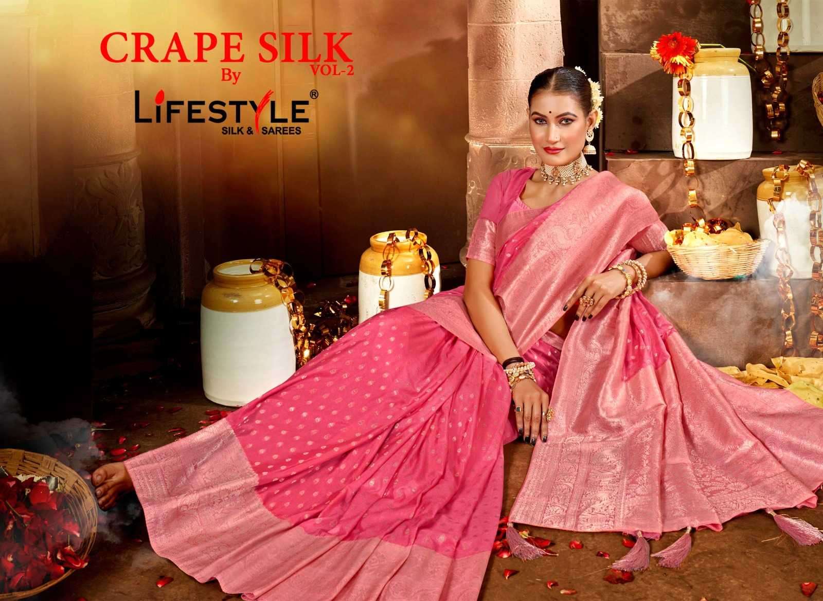 lifestyle crape silk vol 2 series 23561-23564 silk saree