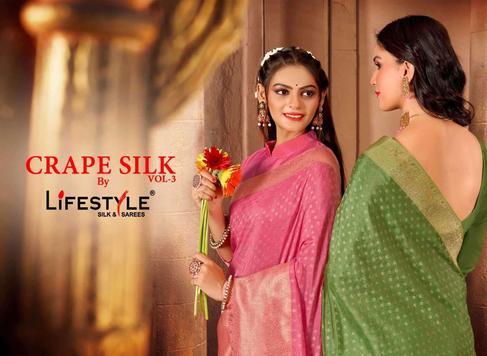 lifestyle crape silk vol 3 series 23571-23574 silk saree