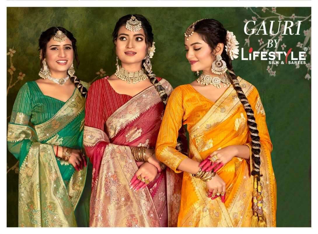 lifestyle gauri vol 1 series 23451-23454 silk saree