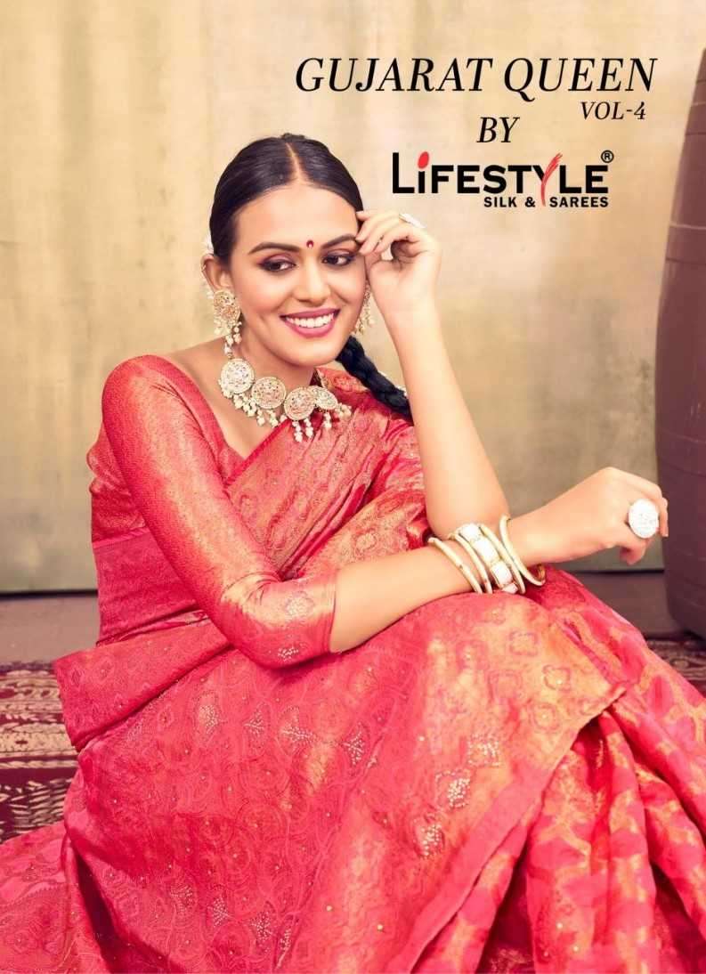 lifestyle gujarat queen vol 4 series 24551-24554 silk saree