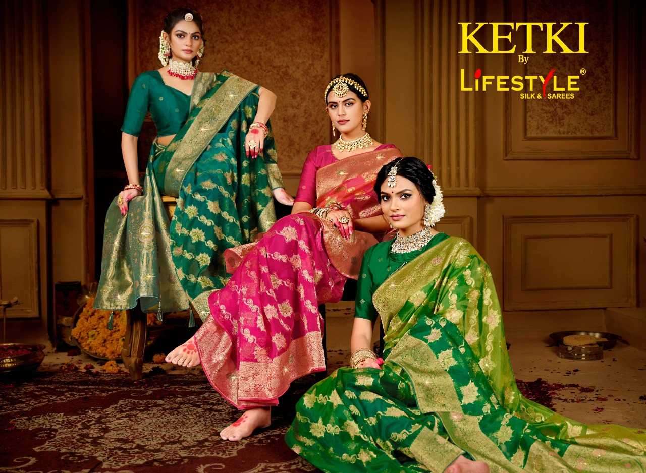 lifestyle ketki vol 1 series  25171-25174 nylon organza saree