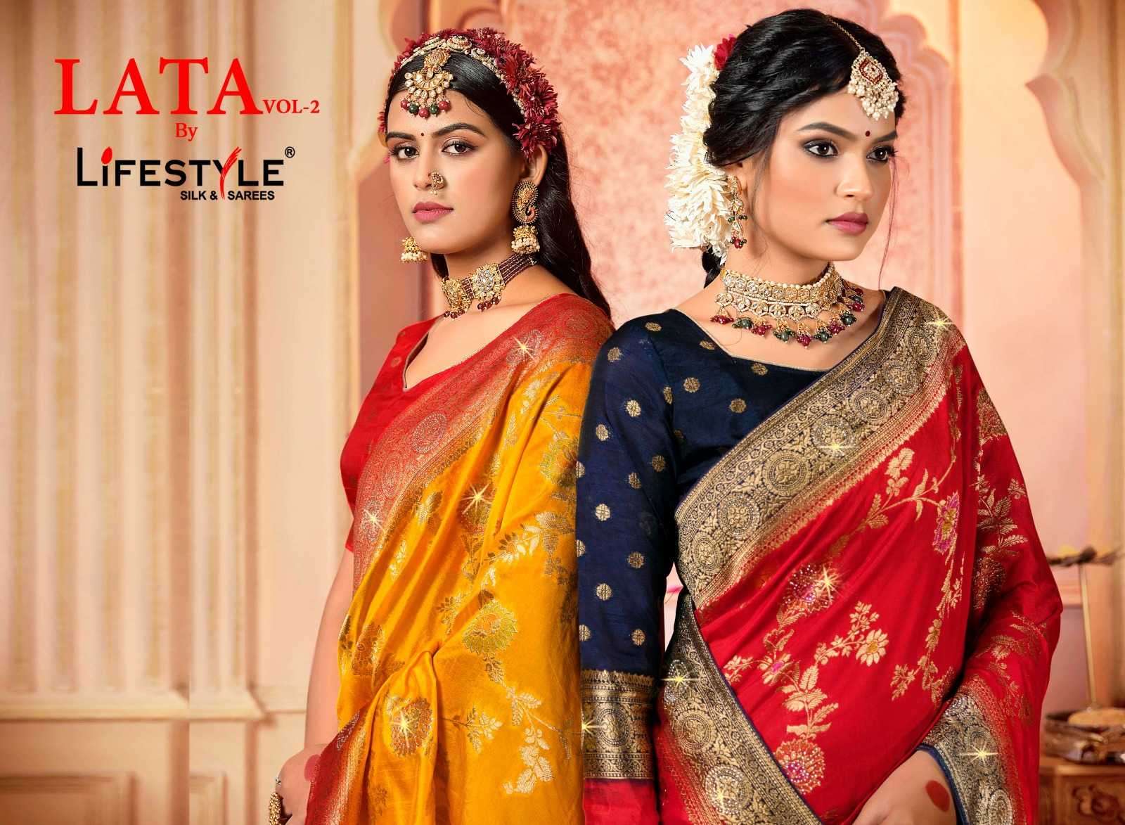 lifestyle lata vol 2 series 27261-27264 nylon organza saree