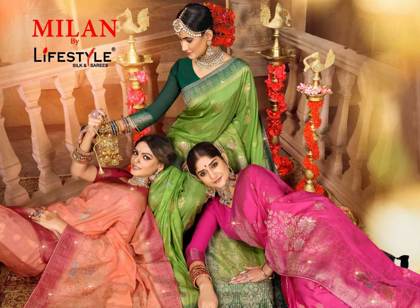 lifestyle milan vol 1 series 25061-25064 nylon organza saree