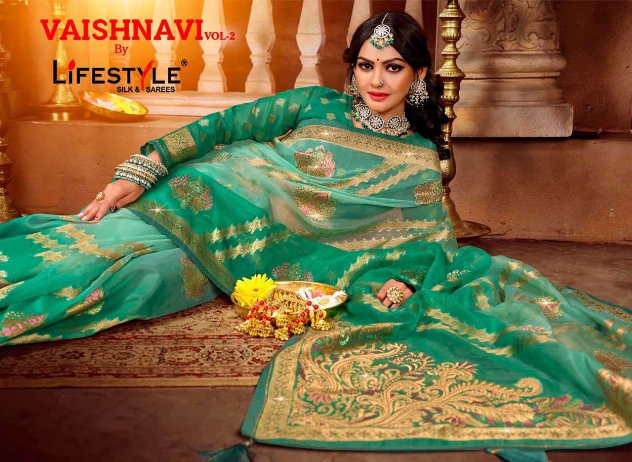 lifestyle vaishnavi vol 2 series 24861-24864 nylon organza saree