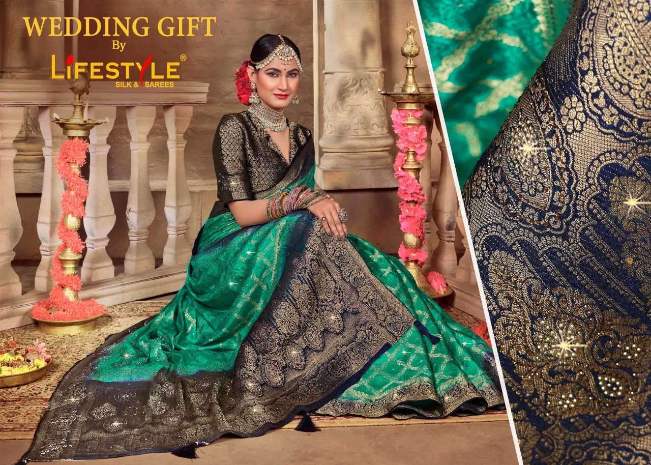 lifestyle wedding gift vol 1 series 25111-25114 nylon satin saree