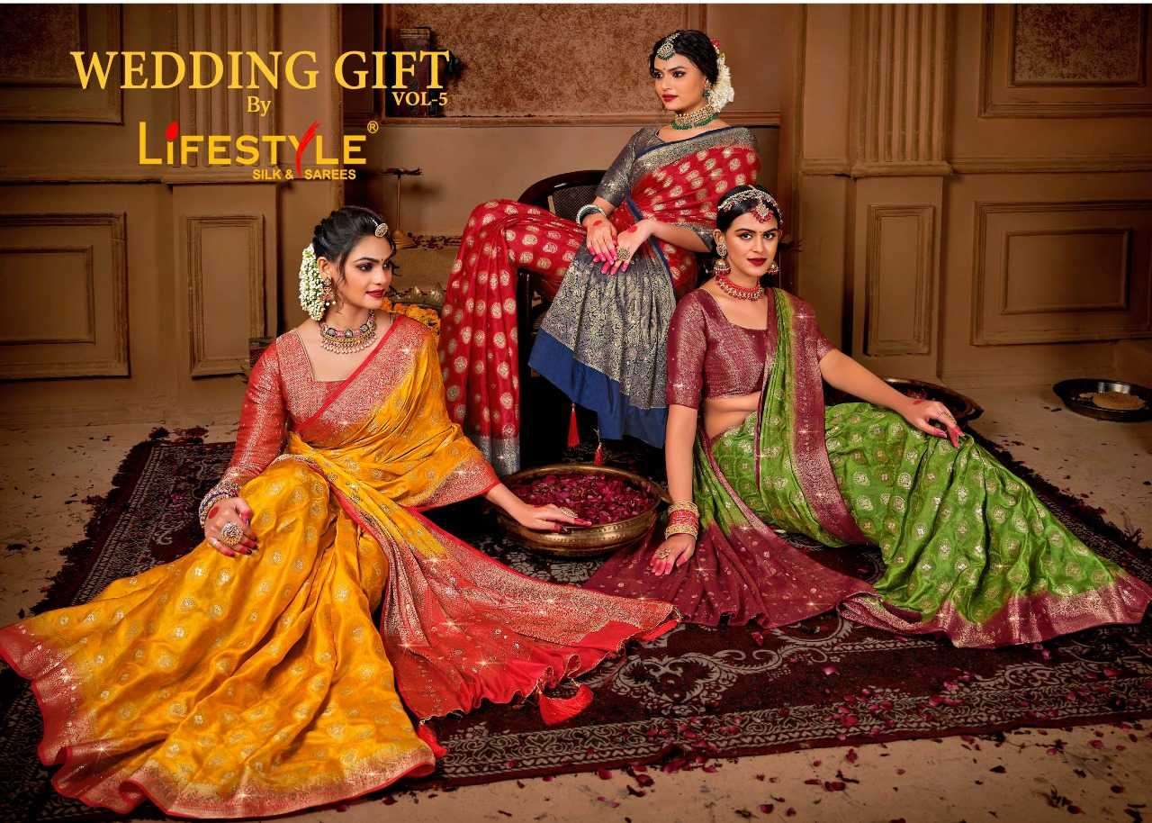 lifestyle wedding gift vol 5 series 23811-23814 nylon satin saree