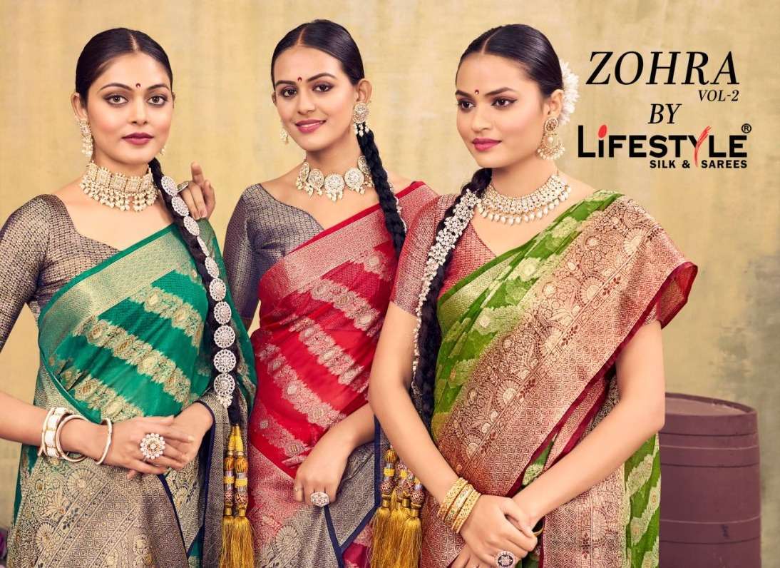 lifestyle zohra vol 2 series 26001-26004 silk saree