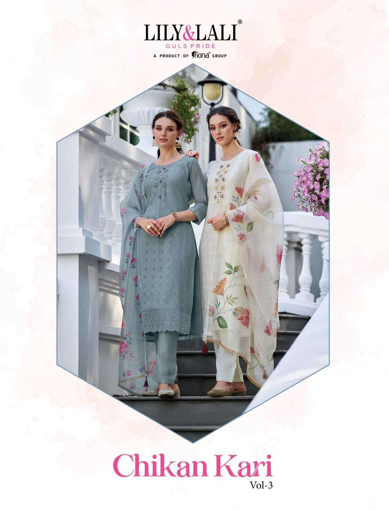 lily and lali chikan kari vol 3 series 15801-15806  Chanderi Silk readymade suit 