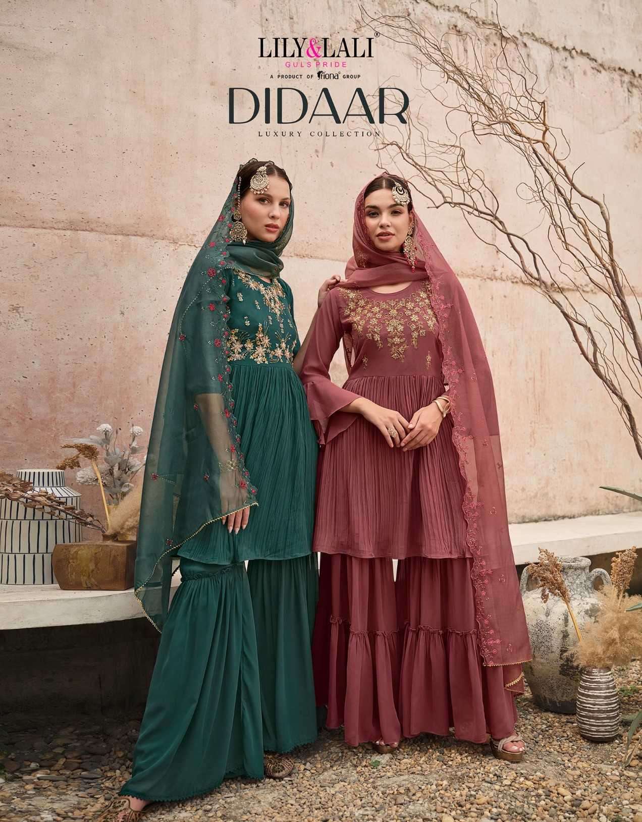 lily and lali didaar series 15811-15814 heavy georgette sharara suit 