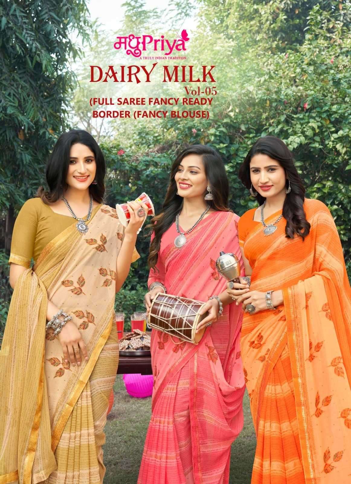 madhupriya dairy milk vol 5 series 1001-1008 chiffon saree