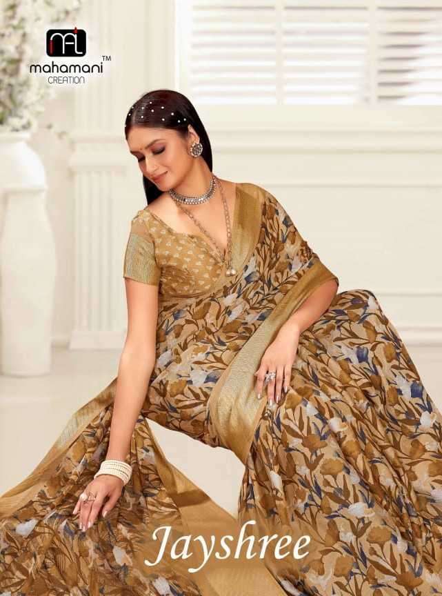 mahamani creation jayshree series 1001-1006 dull moss printed saree 