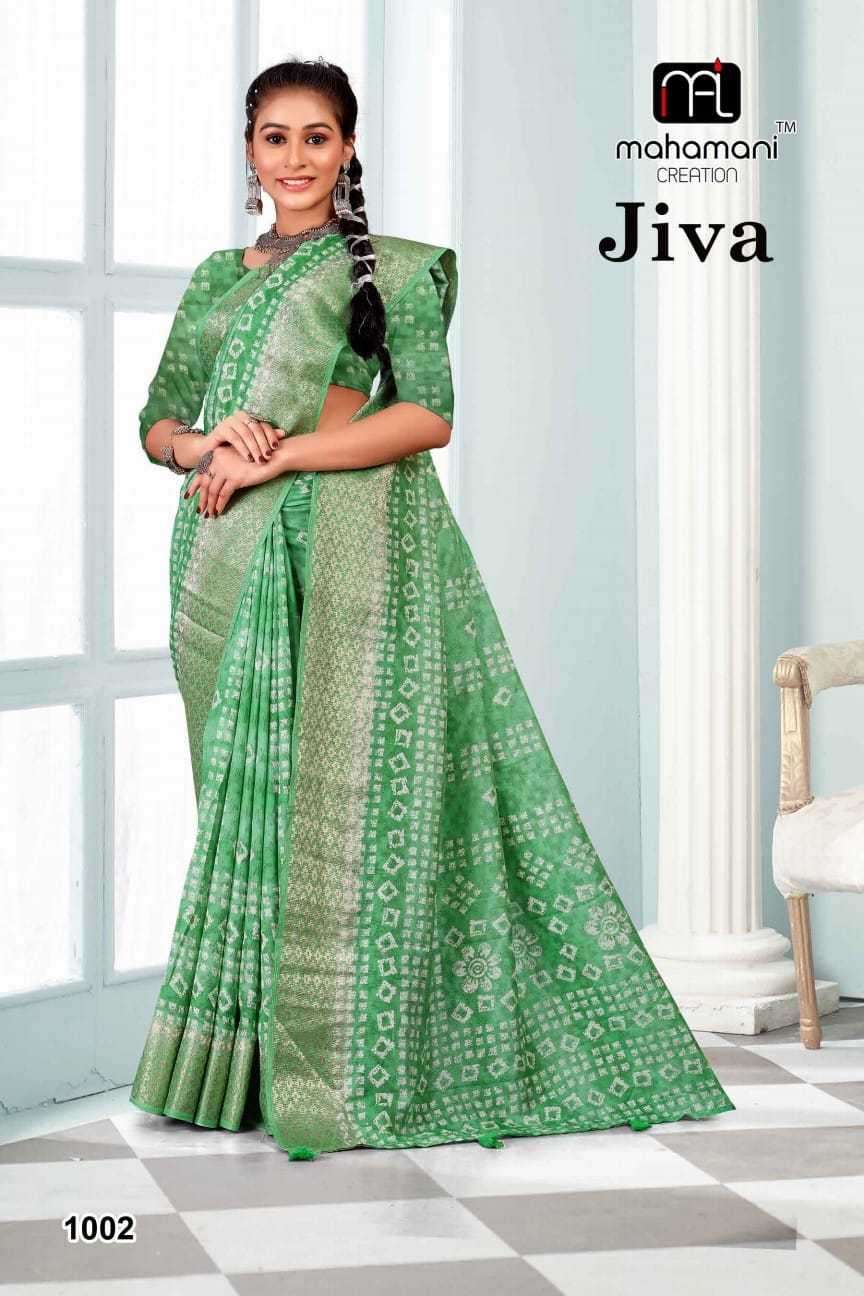 mahamani creation jiva series 1001-1004 fancy casual wear sarees