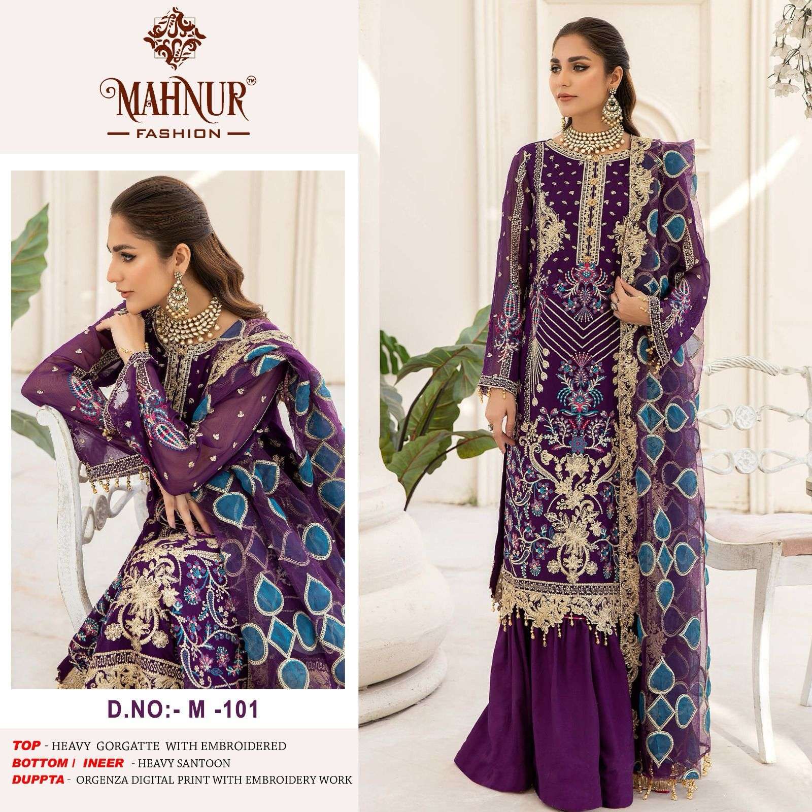 mahnur fashion M-101 Georgette with embroidery Diamond work suit