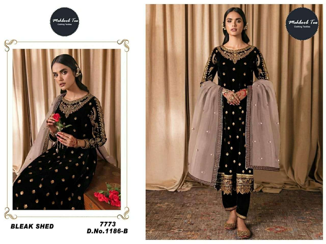 mehboob series 1186-1188-1207-1197 velvet single suits