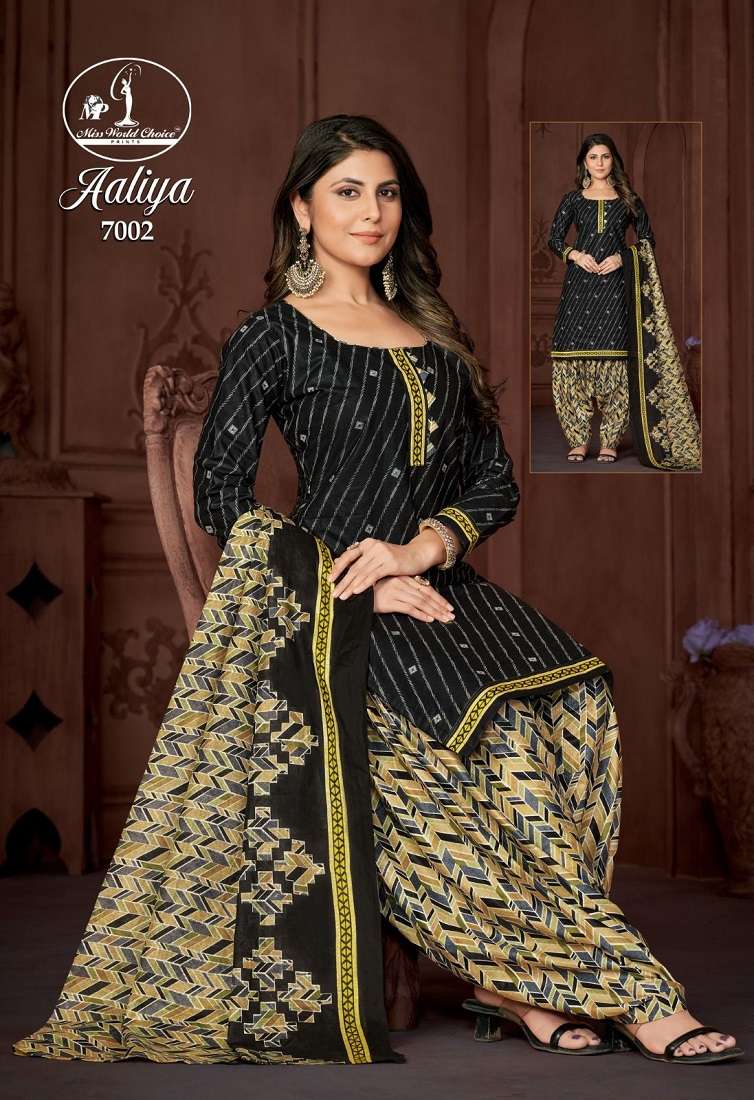 Miss World Aaliya Vol-7 series 7001-7010 Pure Cotton suit