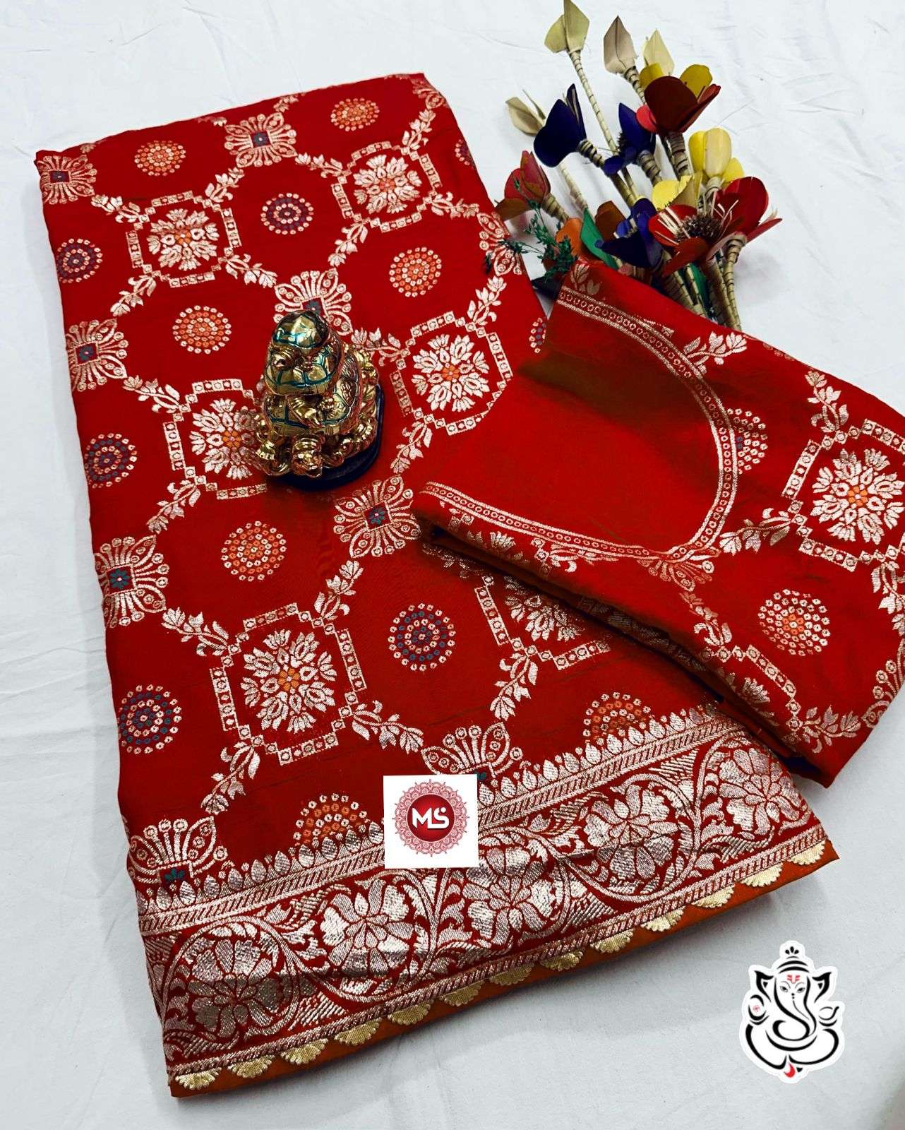 ms brand designer Beautiful Banarasi Dola silk saree