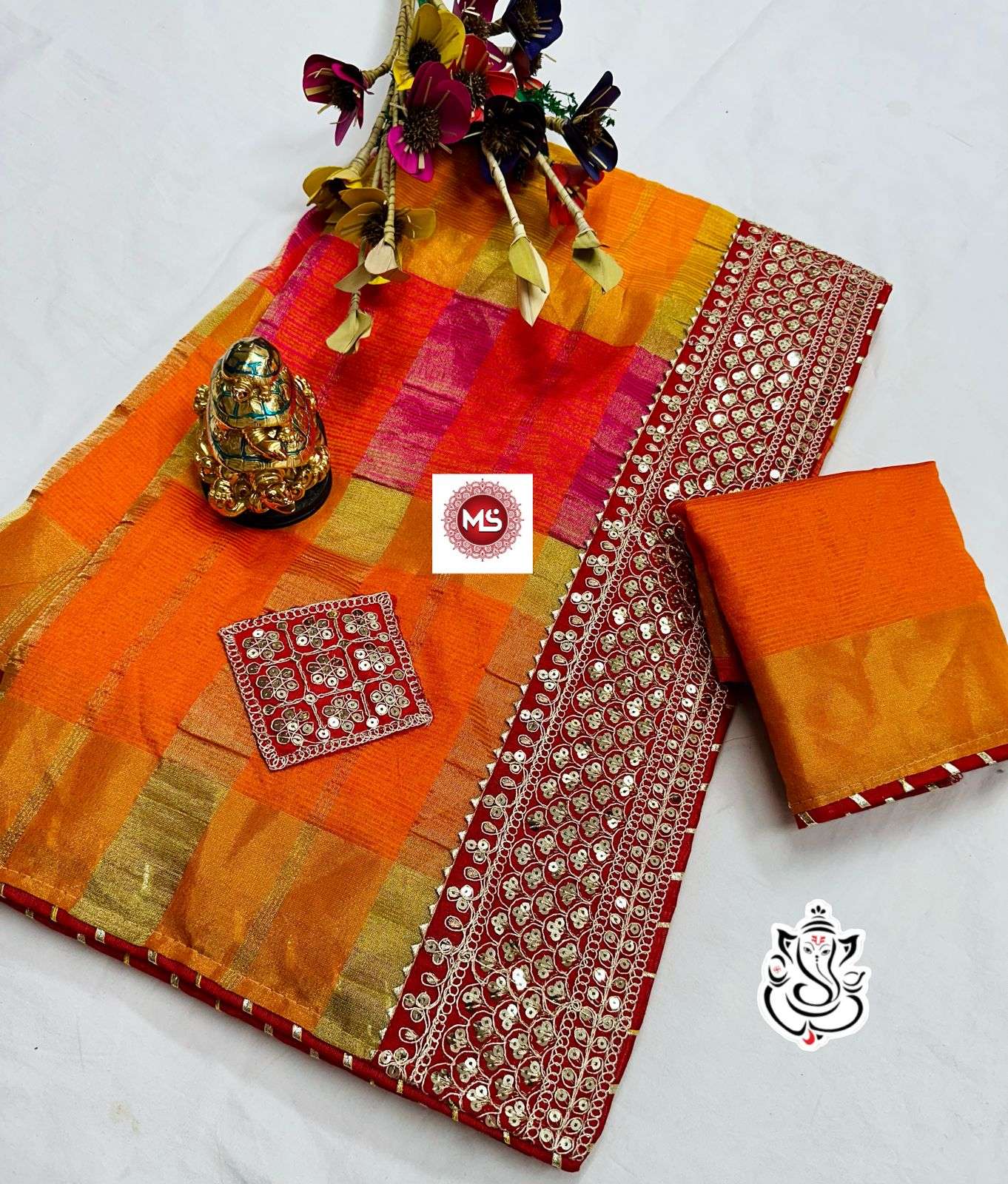 ms brand Pure Kota cotton saree with heavy embroidery work 