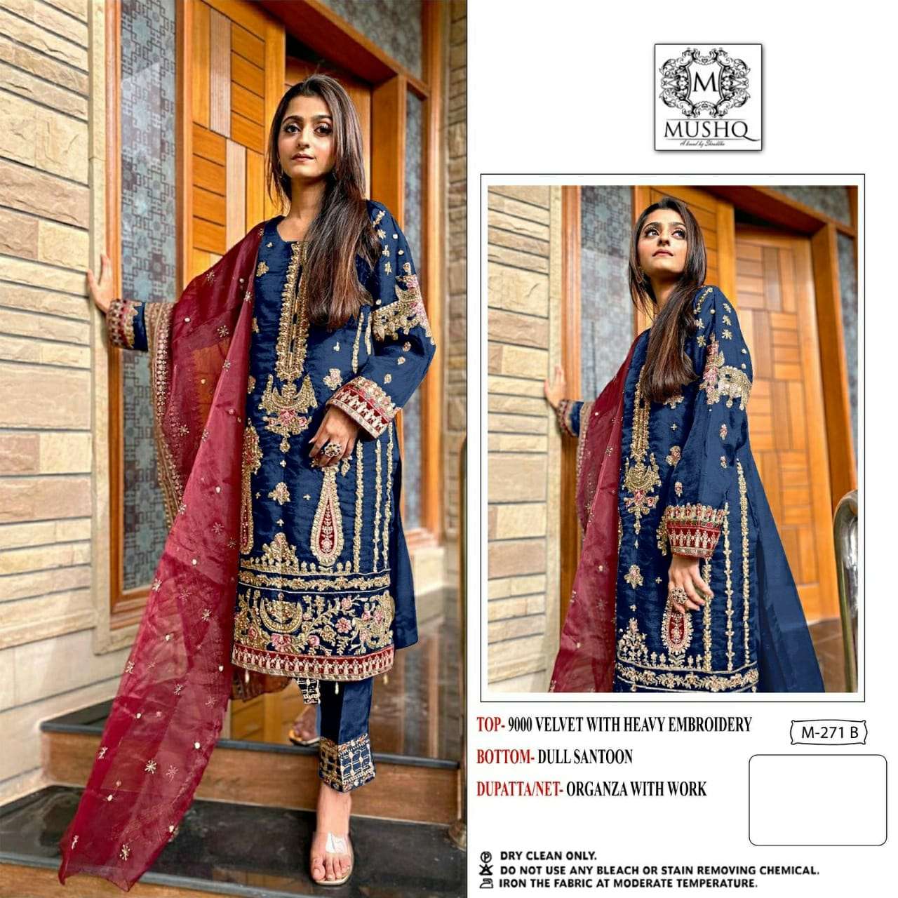 mushq series 271 velvet pakistani suit at wholesale price