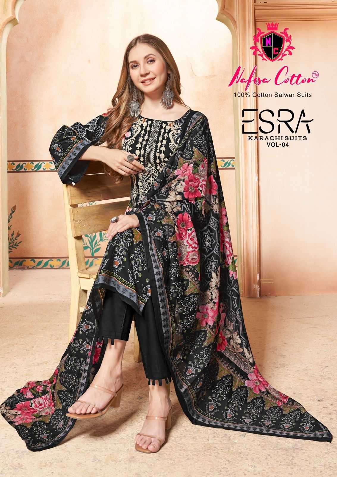 nafisa cotton esra karachi suits vol 4 series 4001-4006 Pure Soft Cotton suit