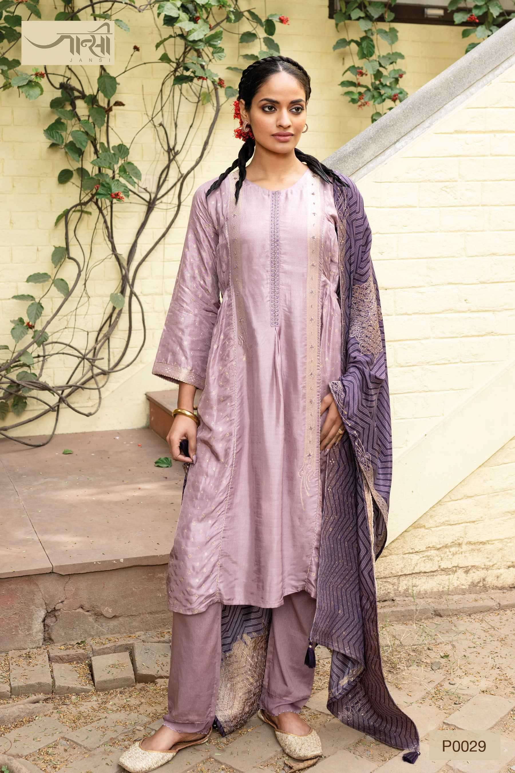 omtex jaansi p0029 pure dola jacquard readymade suit 