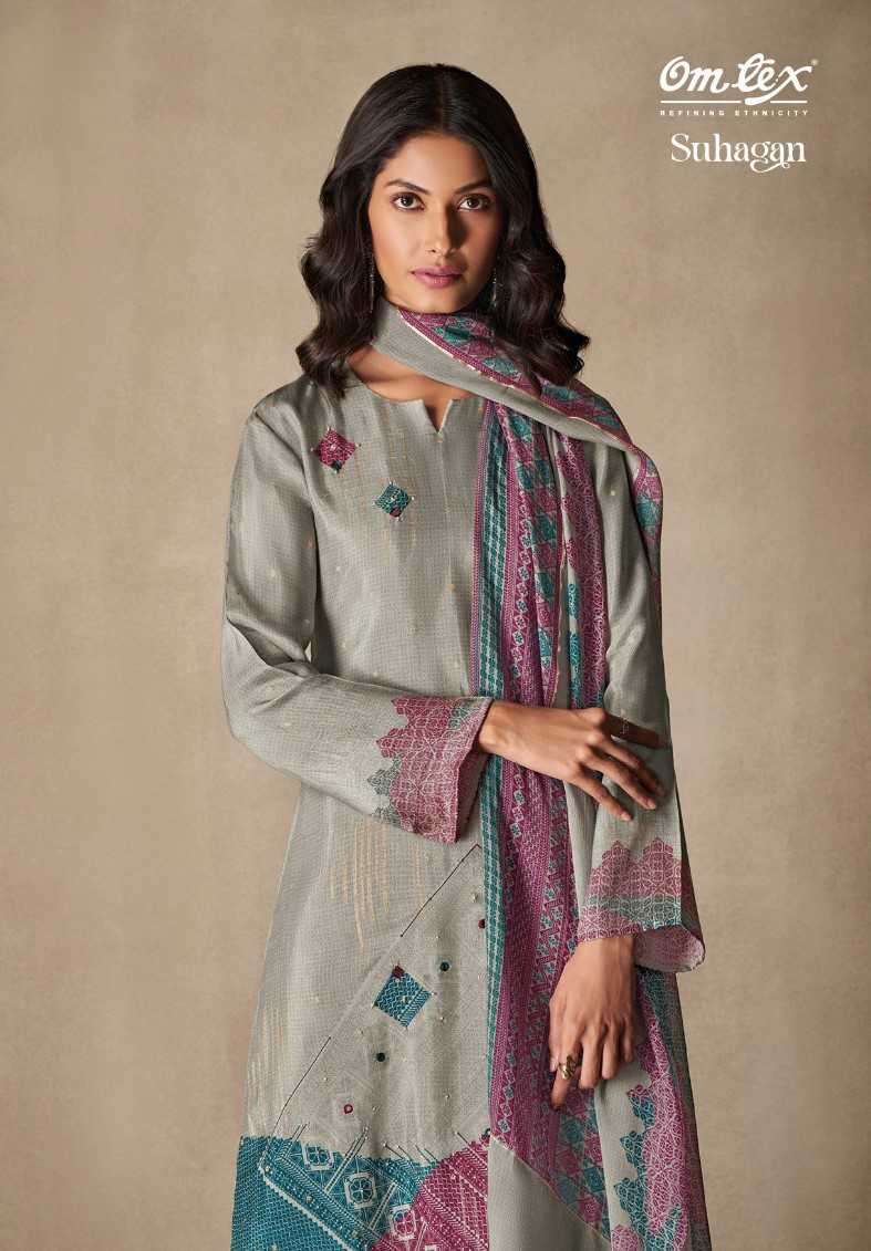 omtex suhagan series 3631 muslin jacquard suit 