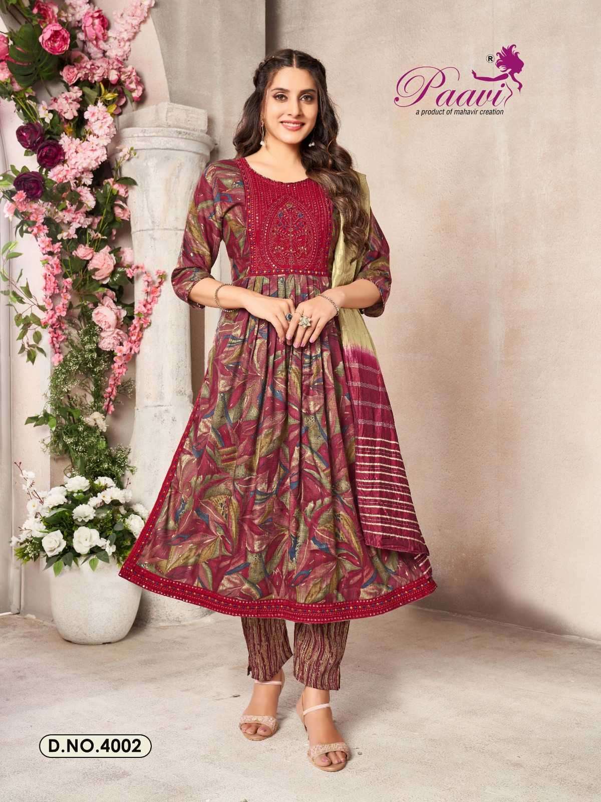 paavi vanya vol 4 series 4001-4008 REYON capsul print readymade suit 