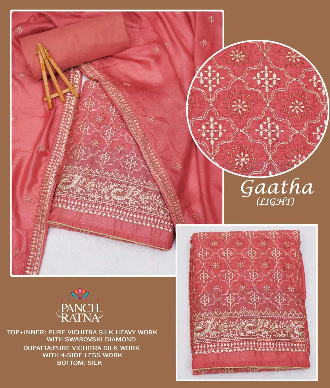 panch ratna gaatha Pure Vichitra Silk Heavy Work With Swarovski Diamond suit