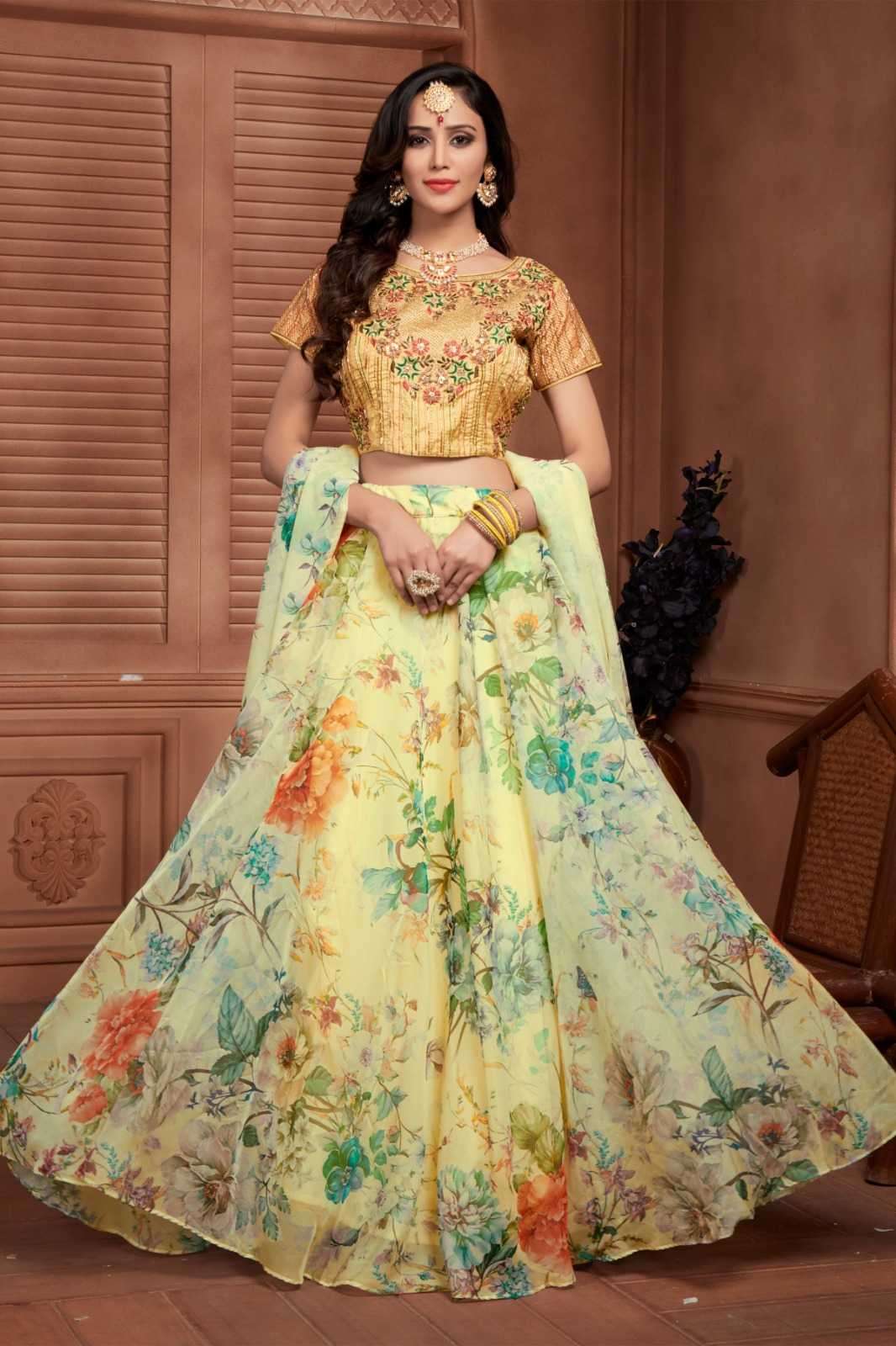 pr c1980 readymade wedding wear silk organza handwork single lehenga 