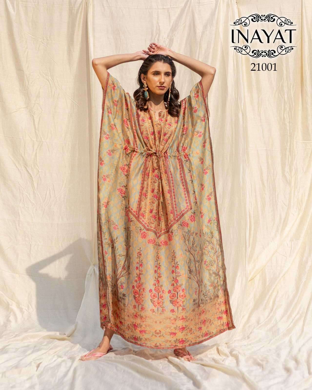 pr inayat series 21001-21007 Soft Silk readymade kaftan catalog