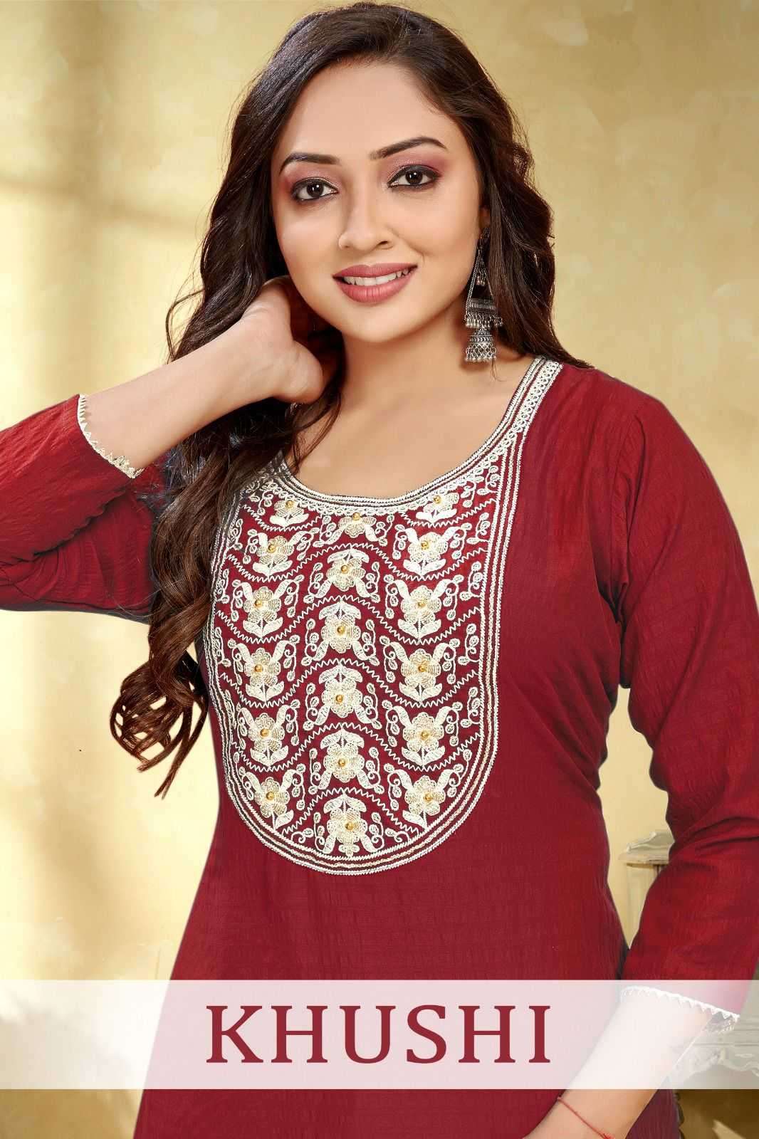 pr khushi series 1001-1006 viscose fancy rayon kurti 