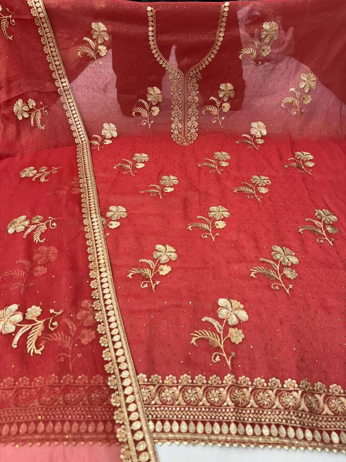 pr nalini Pure shimmer With full swaroski in top nd dupatta